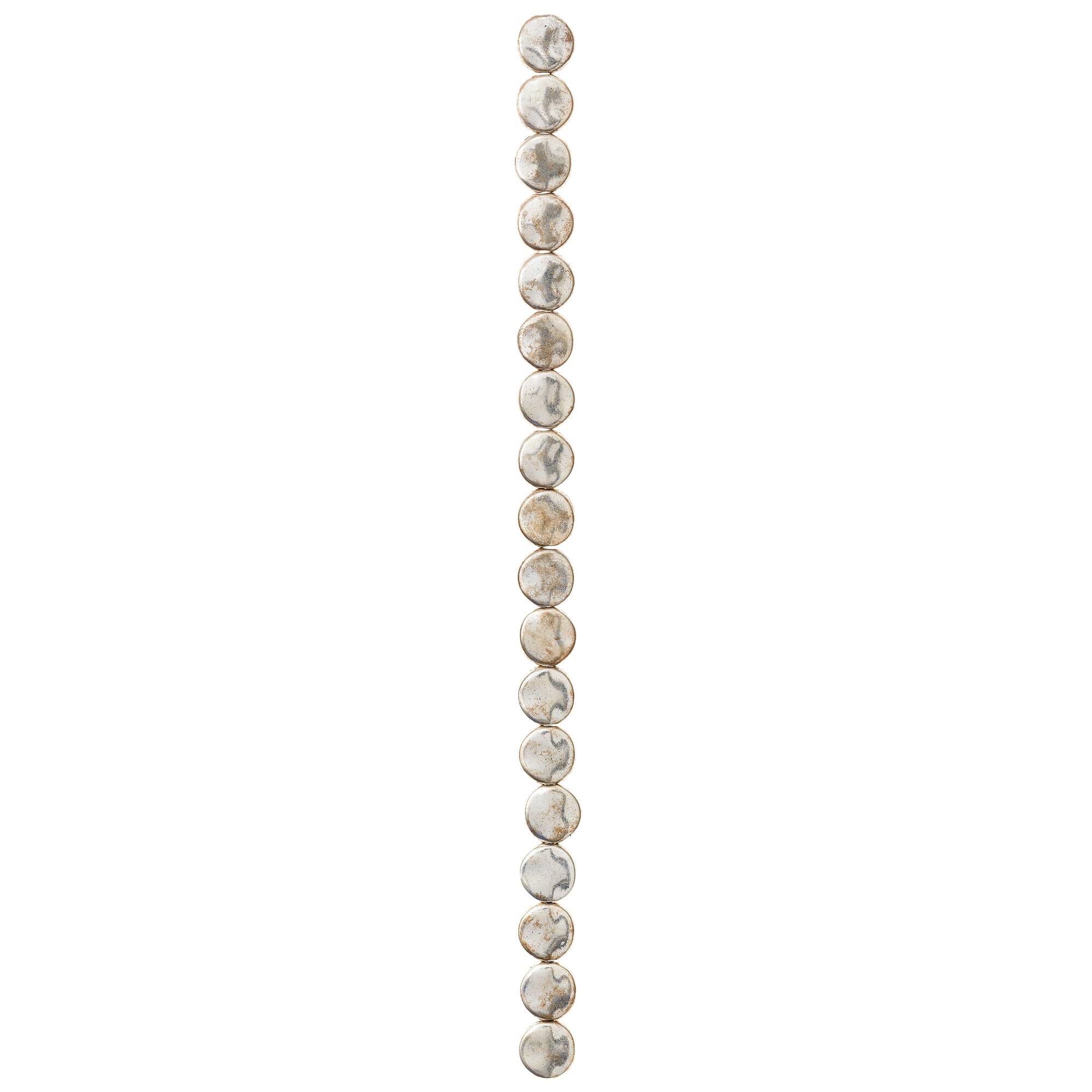 Sterling Silver-Plated Lentil Beads, 10mm by Bead Landing™